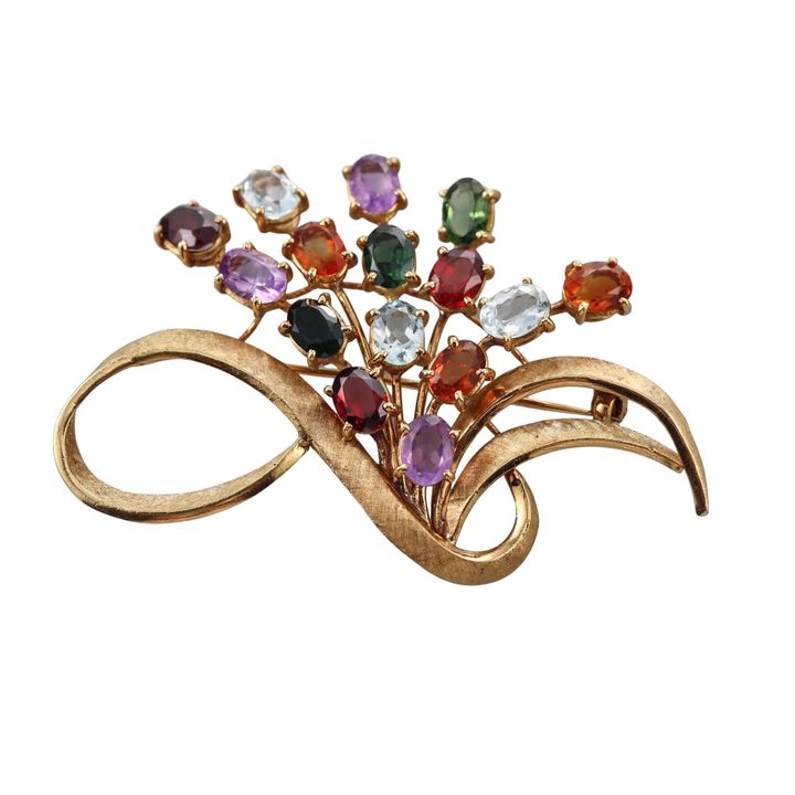 H. Stern Vintage 18k Gold Multi Gemstone Brooch Pin