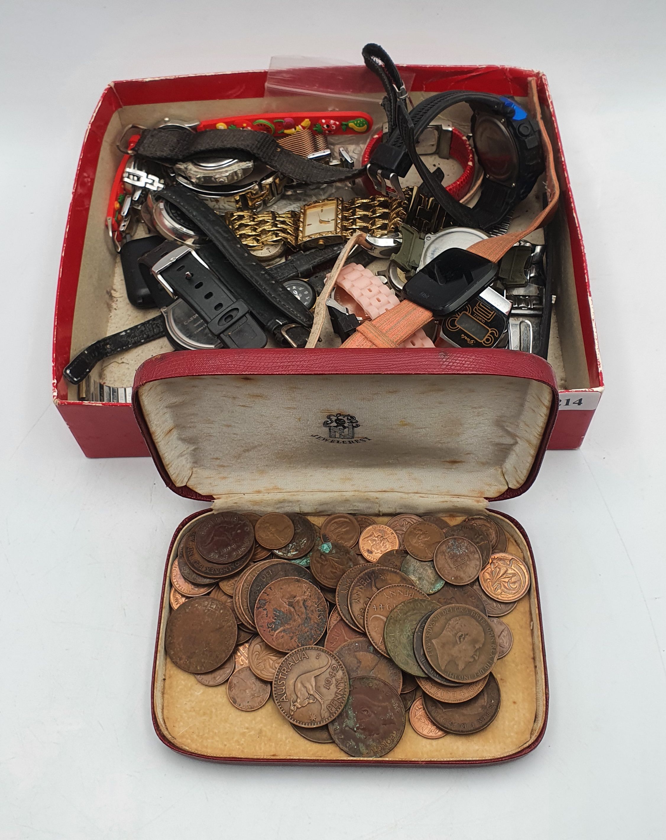 A Box Of Watches And Coins
