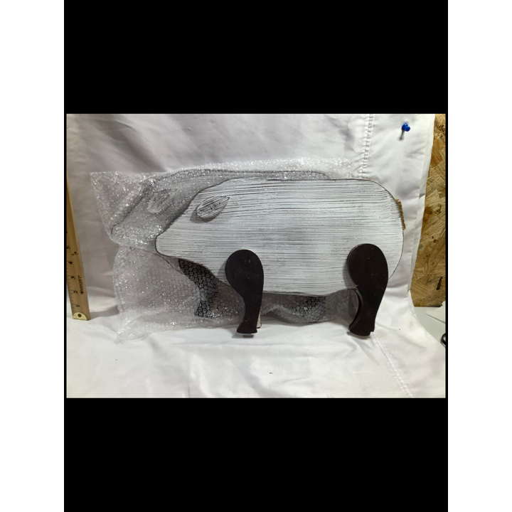 Buying (2) (10x15) White Wooden Decorative Pig