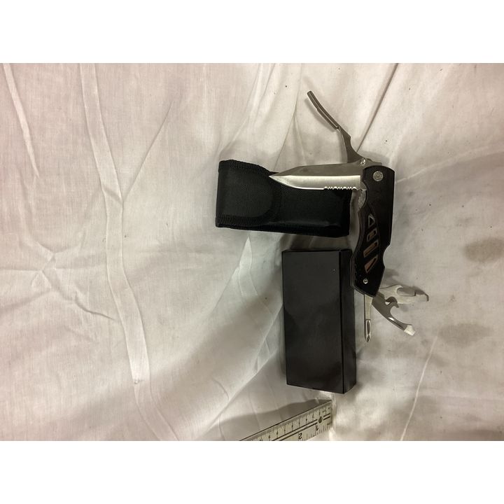 Spring Assisted Black Folding Utility Knife w/ Pouch