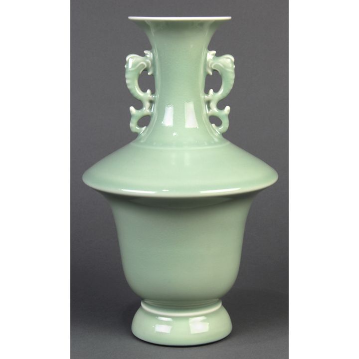 Chinese Celadon Vase, Zoomorphic Handles