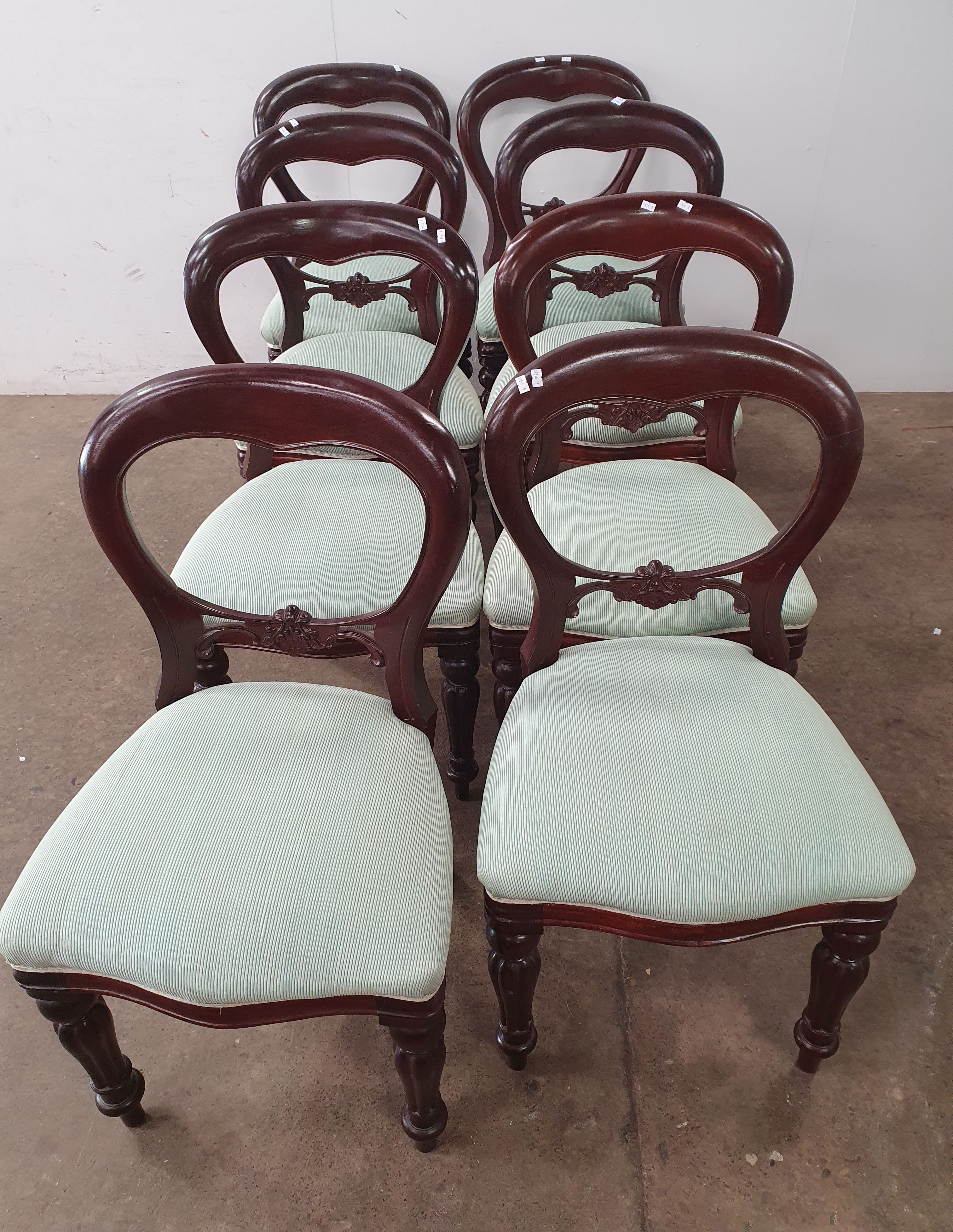 A SET OF EIGHT MAHOGANY BALLOON BACK CHAIRS