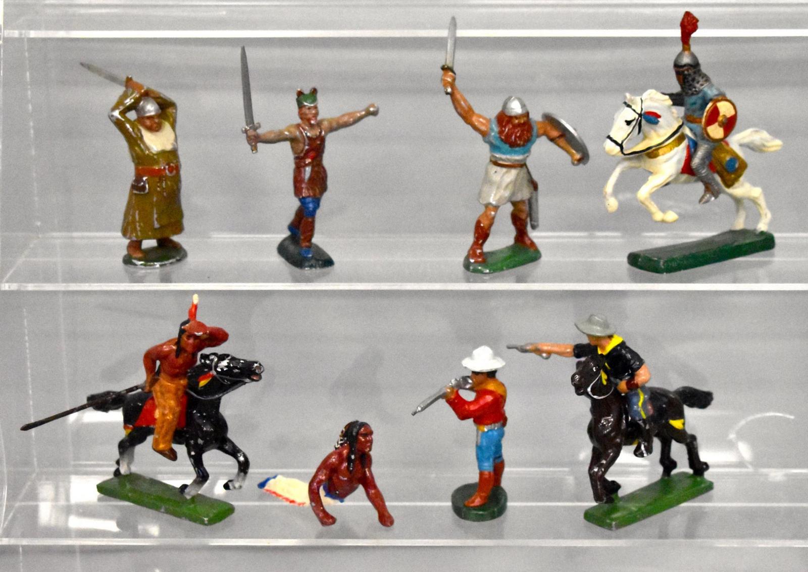 Ruddy Sovereign nabo Group of vintage Krolyn Danish die cast metal Vikings Cowboys and Indians  figures | Toys Trains and Other Old Stuff LLC