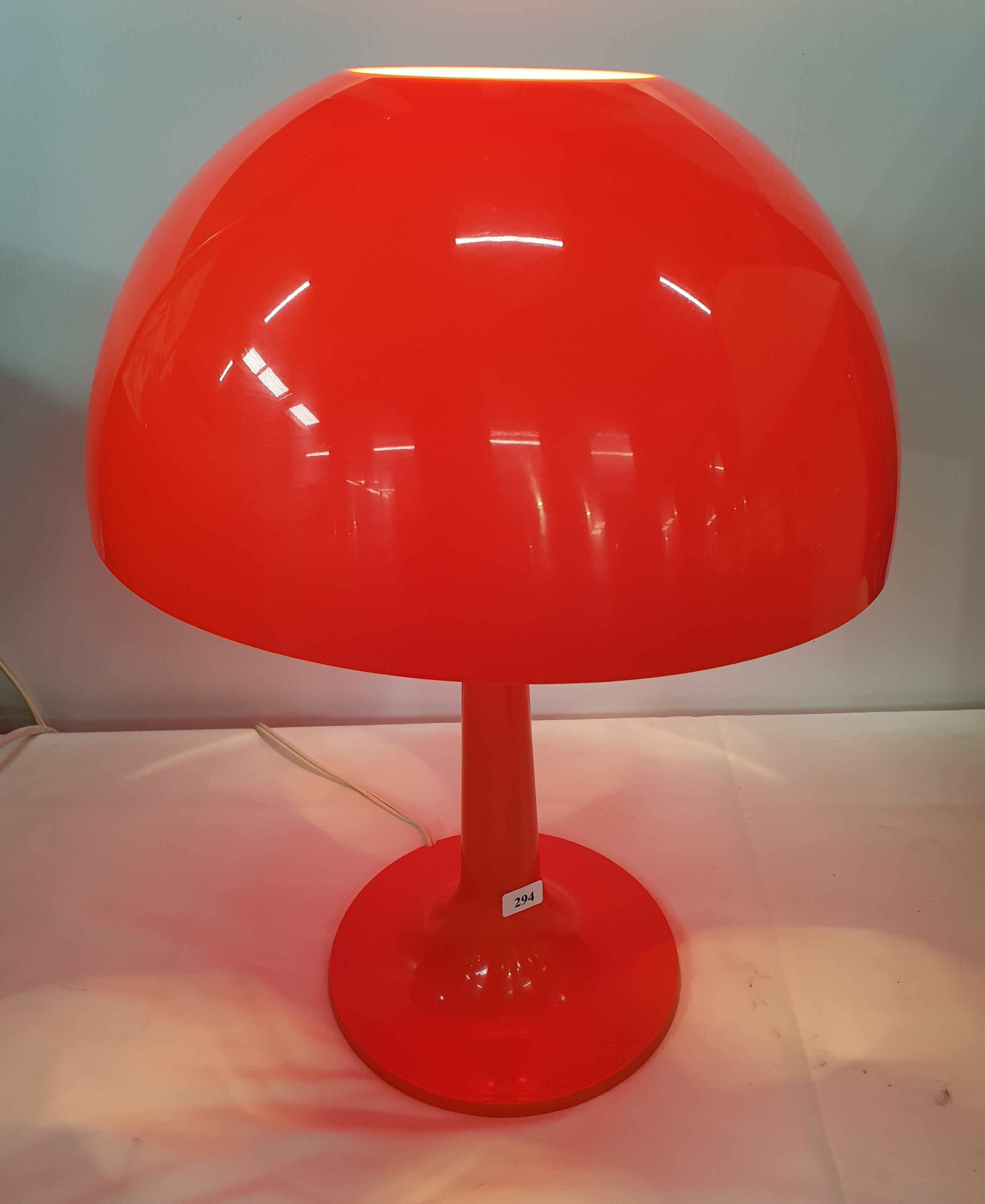 294 · AN ORANGE MID-20th CENTURY MUSHROOM LAMP