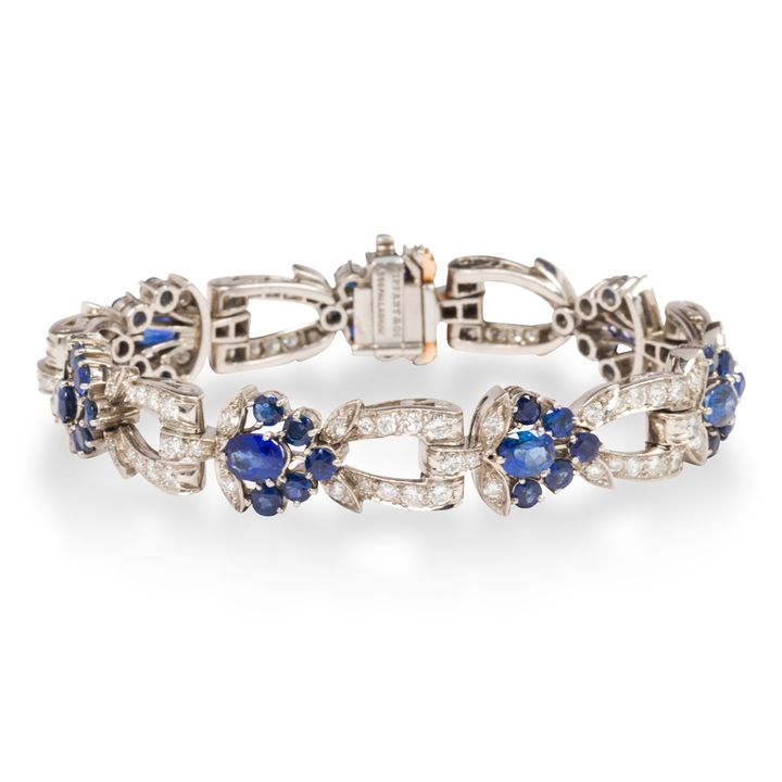 A sapphire, diamond and palladium bracelet, Tiffany and Co.