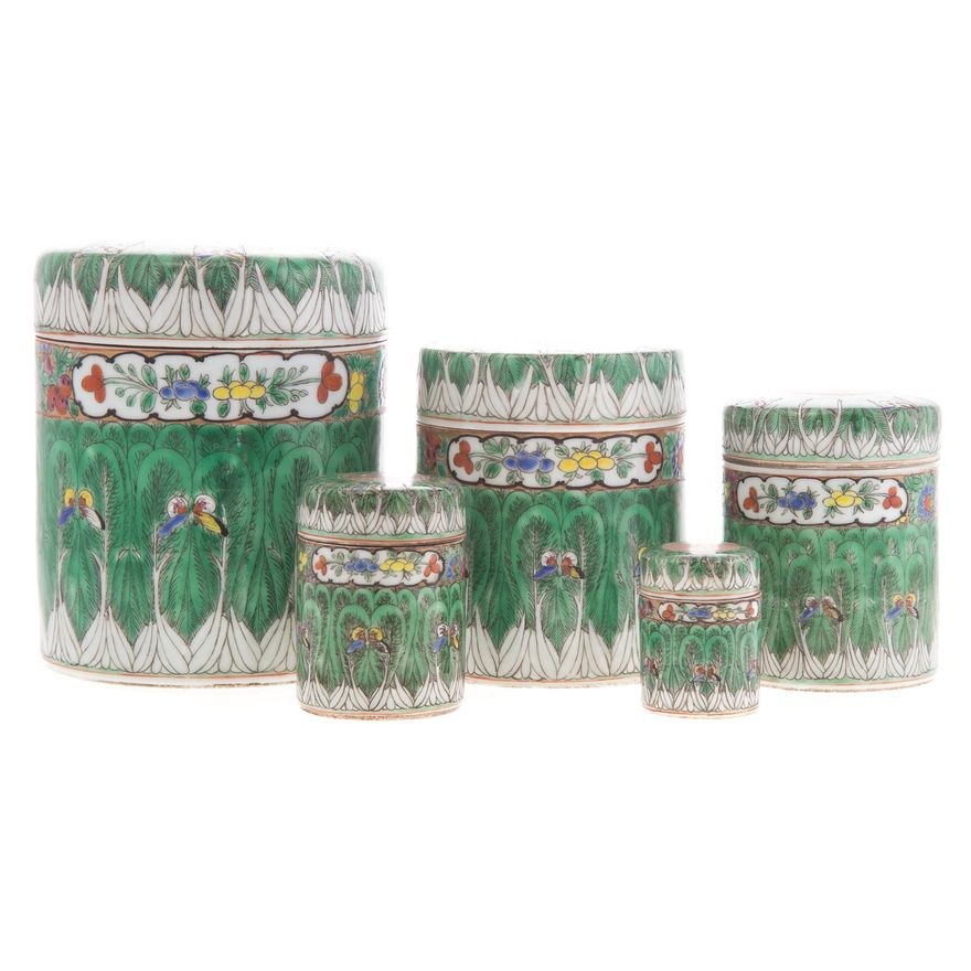 Five Chinese Export Cabbage Leaf graduated boxes
