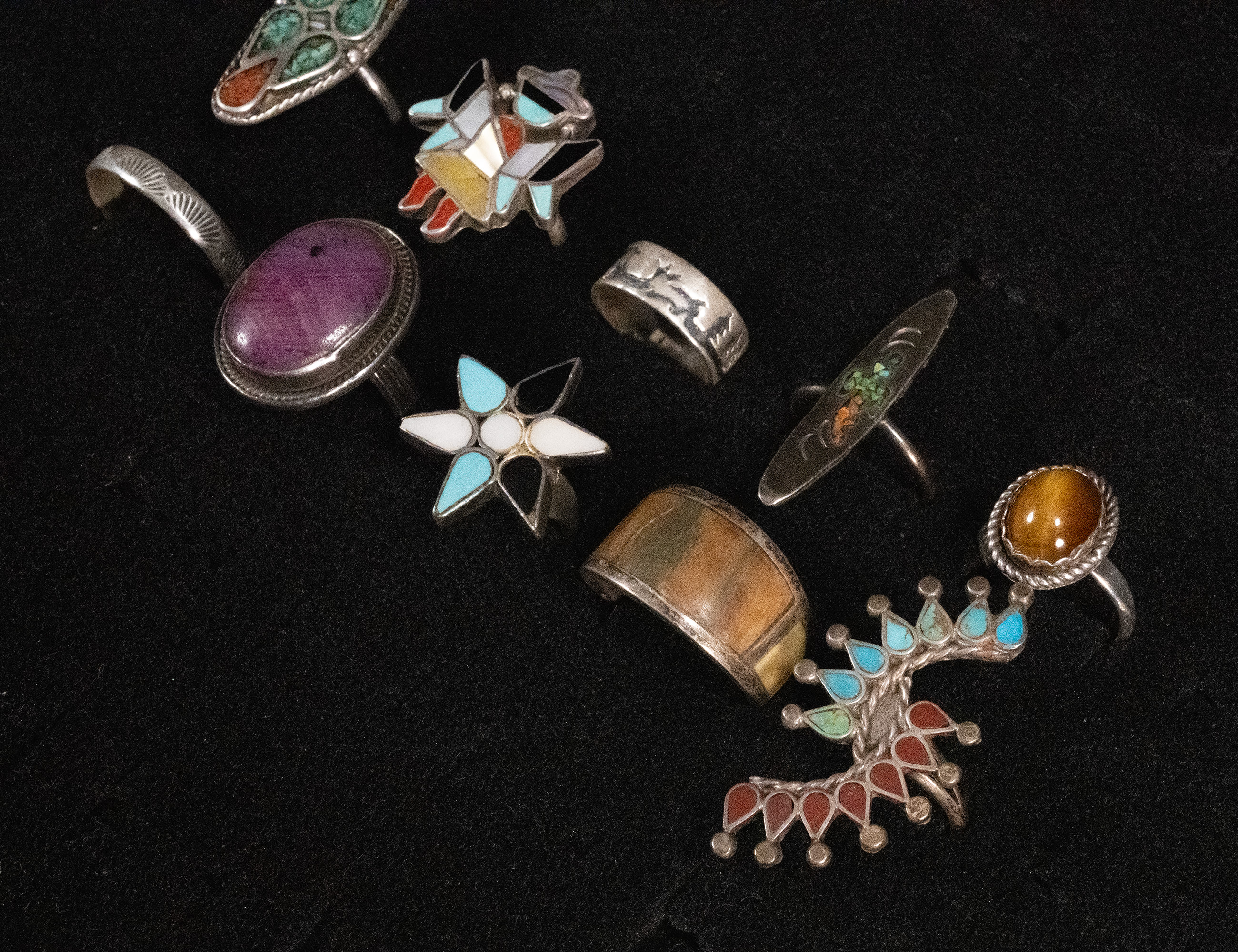 Native American Zuni & Navajo Sterling Silver Ring