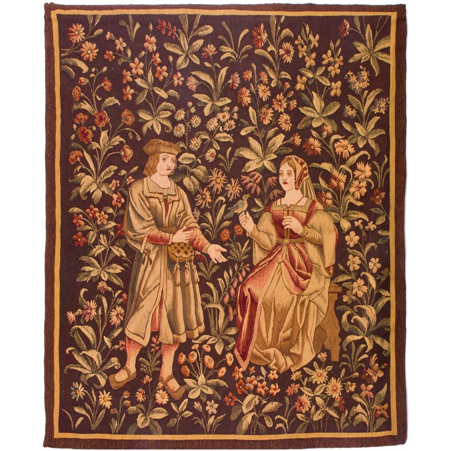 A Continental millefleur tapestry in the Medieval style