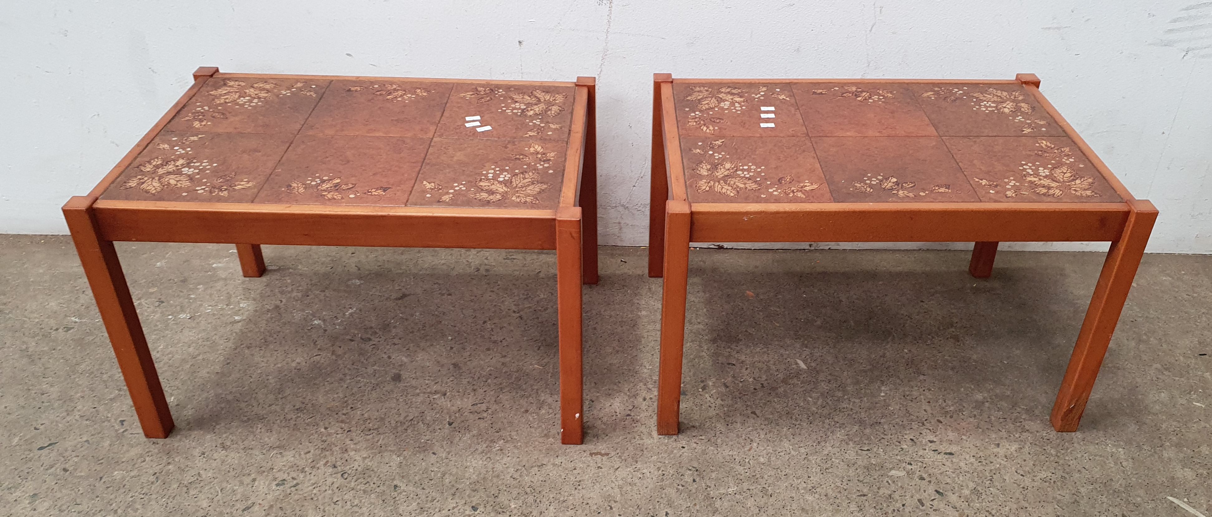 A PAIR OF TILE TOP SIDE TABLE