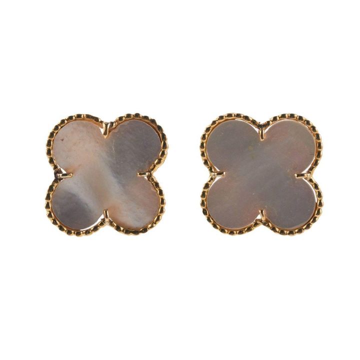 Van Cleef & Arpels Mother of Pearl 18k Gold Alhambra Earrings