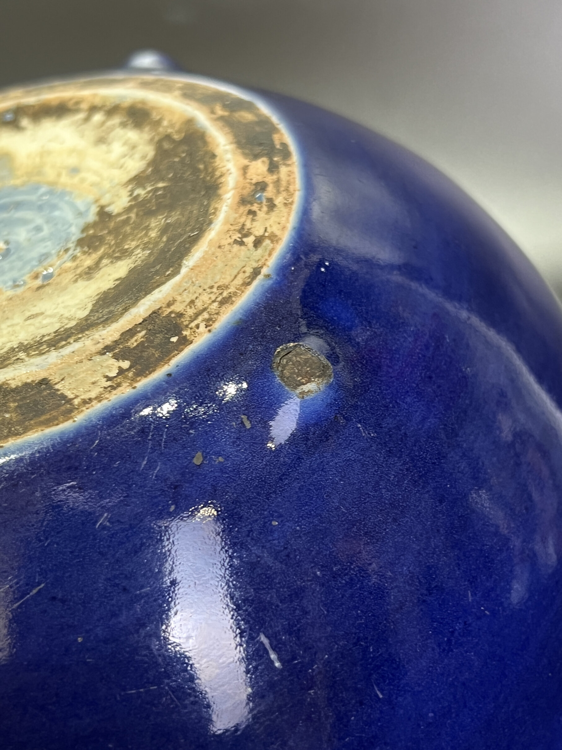 十九世纪蓝釉三足鼎香炉19THC BLUE GLAZED TRIPOD INCENSE