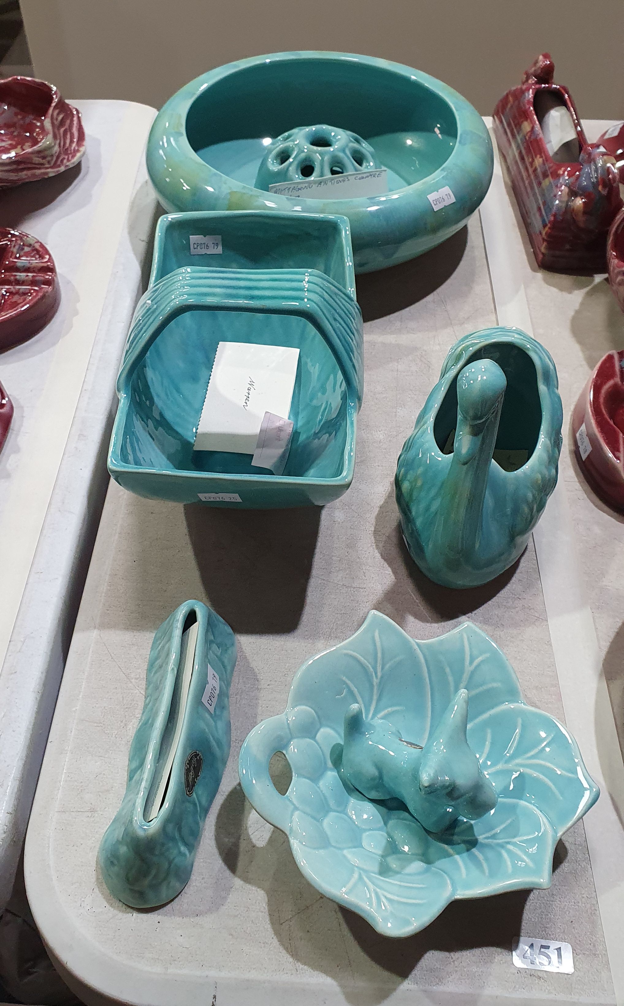 451 · A GROUP OF MCP MINGAY PIECES IN TEAL AND PALE BLUE
