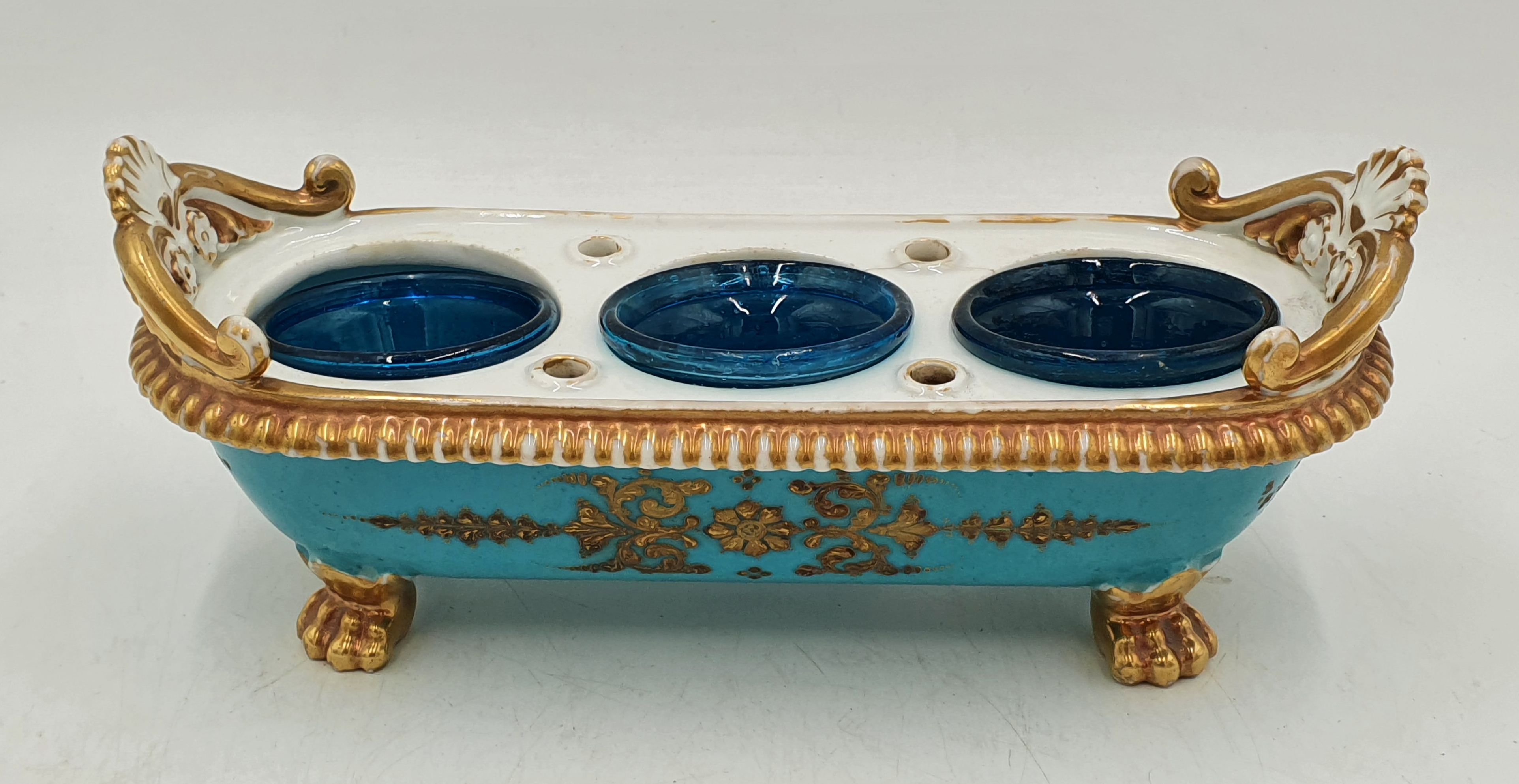 A 19th Century Continental Porcelain Inkstand