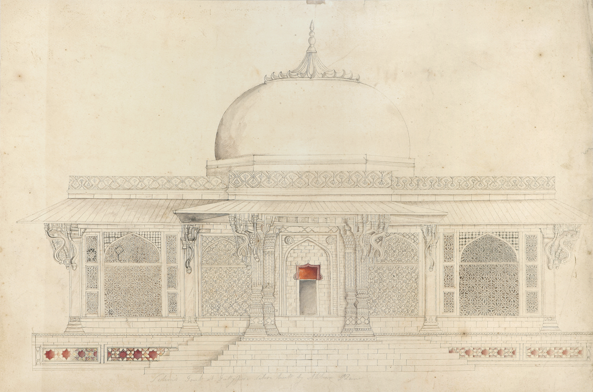 Hand drawn sketch of Jodha Bai Palace, Fatehpur Sikri, Uttar Pradesh, India  in vector illustration. Stock Vector | Adobe Stock