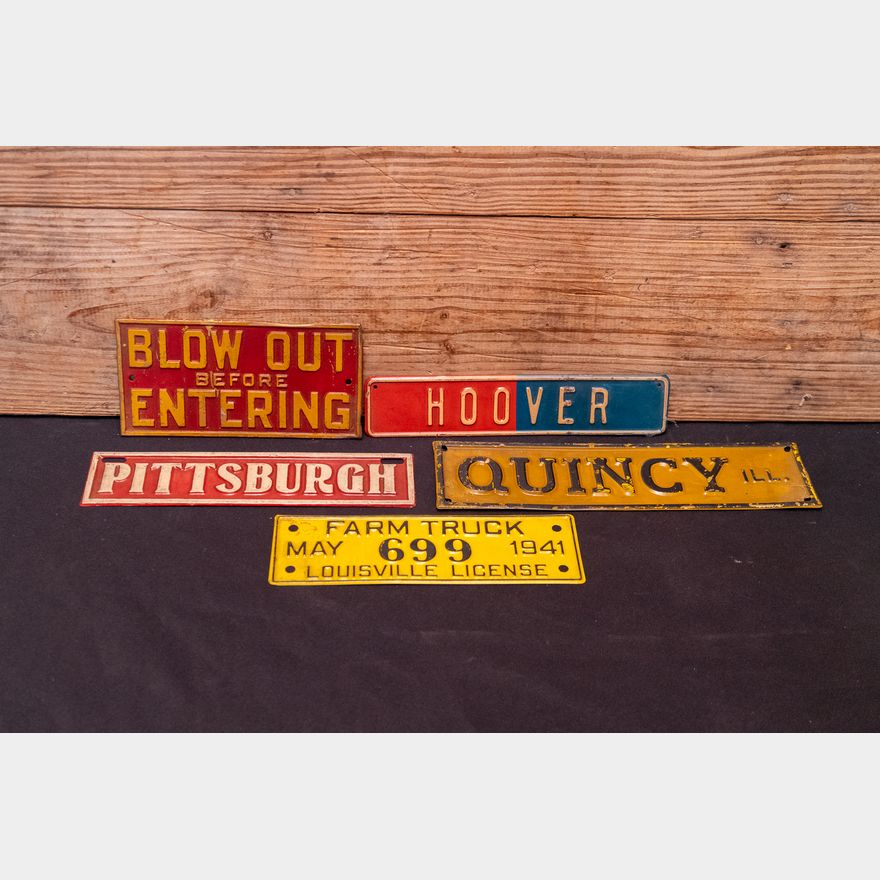 Large Reproduction Signs Five Reproduction Embossed Metal Signs | Harritt Group, Inc