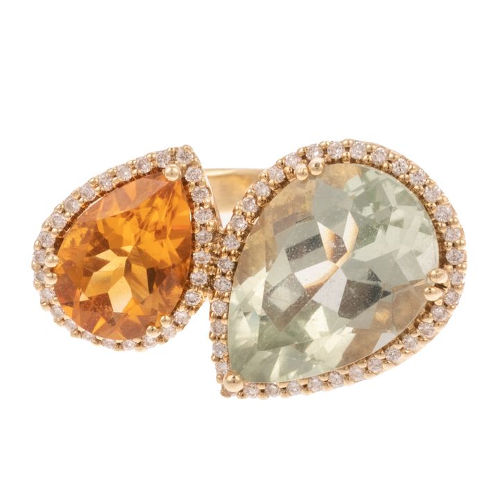 A Toi et Moi Citrine & Diamond Ring in 14K