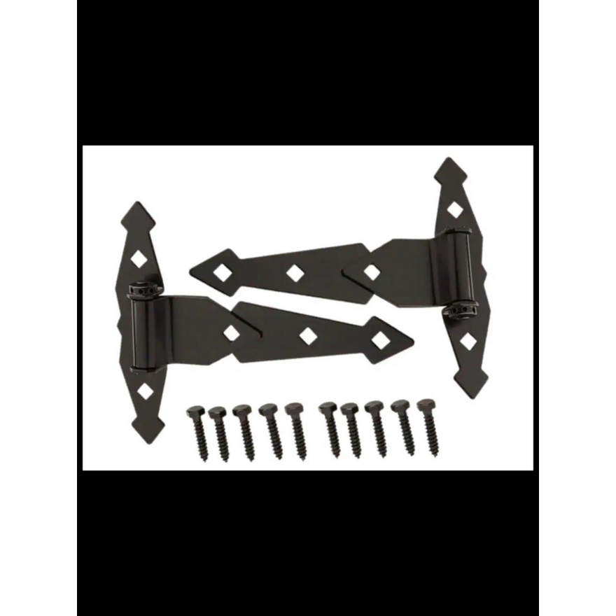 Everbilt 2pk 8'' Decorative Tee Hinge- Black Finish