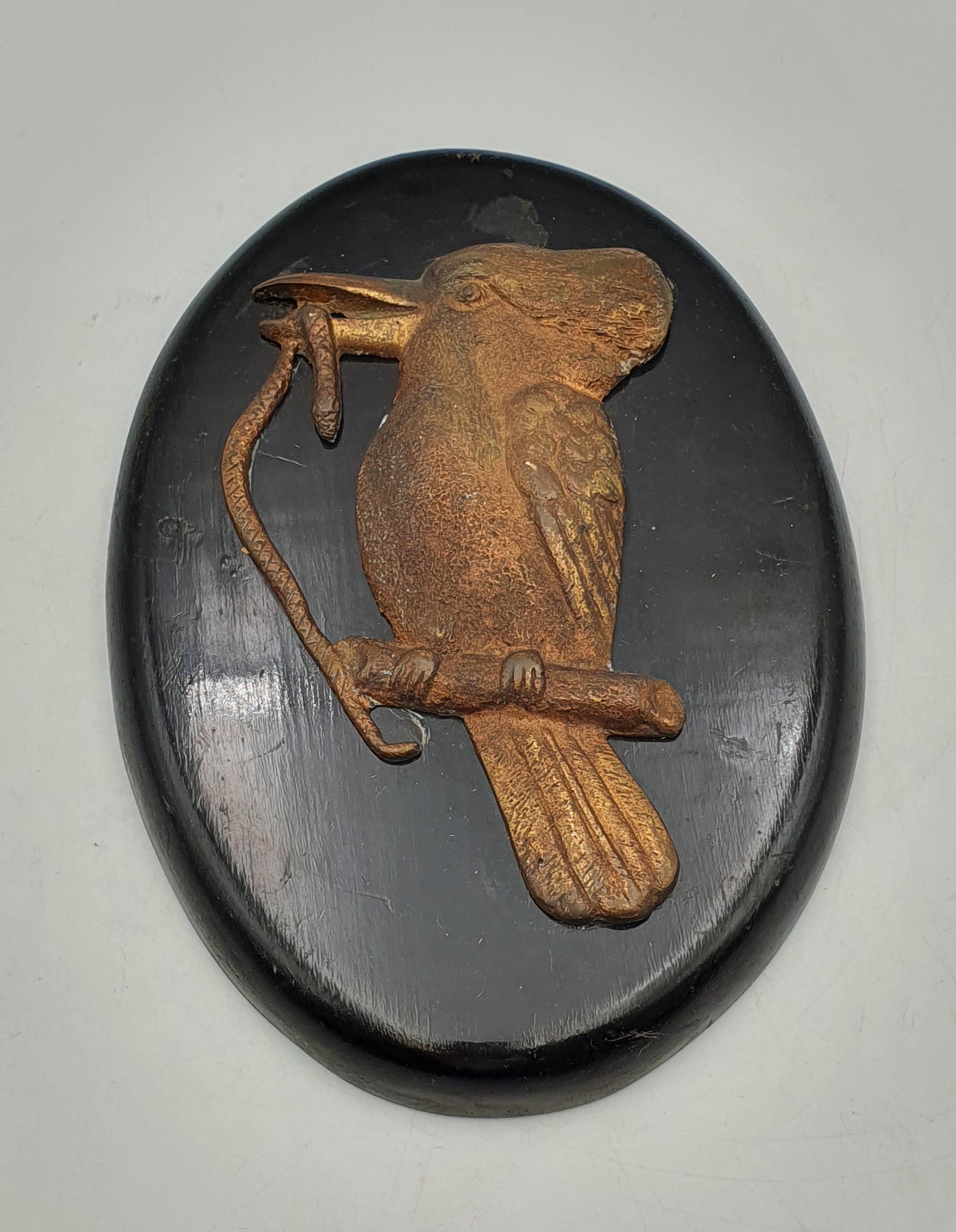 A Kookaburra Metal And Wooden Oval Wall Plaque