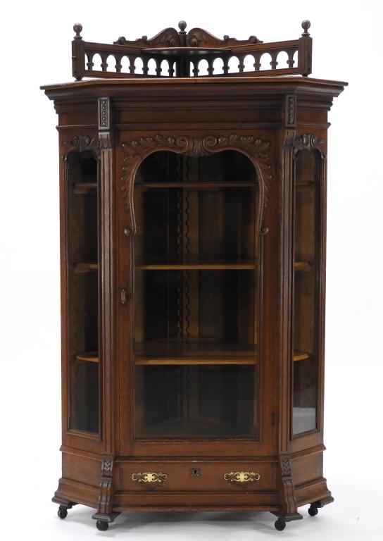 19c Victorian Oak Corner Bookcase China, Antique Bookcase Display Cabinet