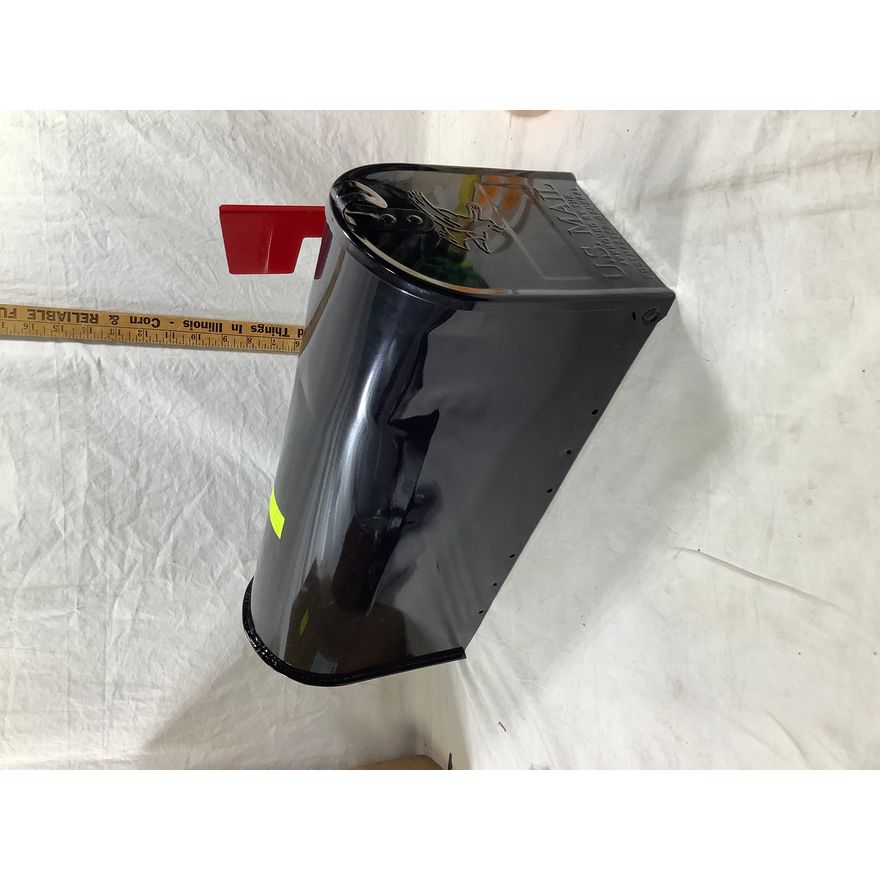 Black Metal MailBox w/Red Flag 19" Long