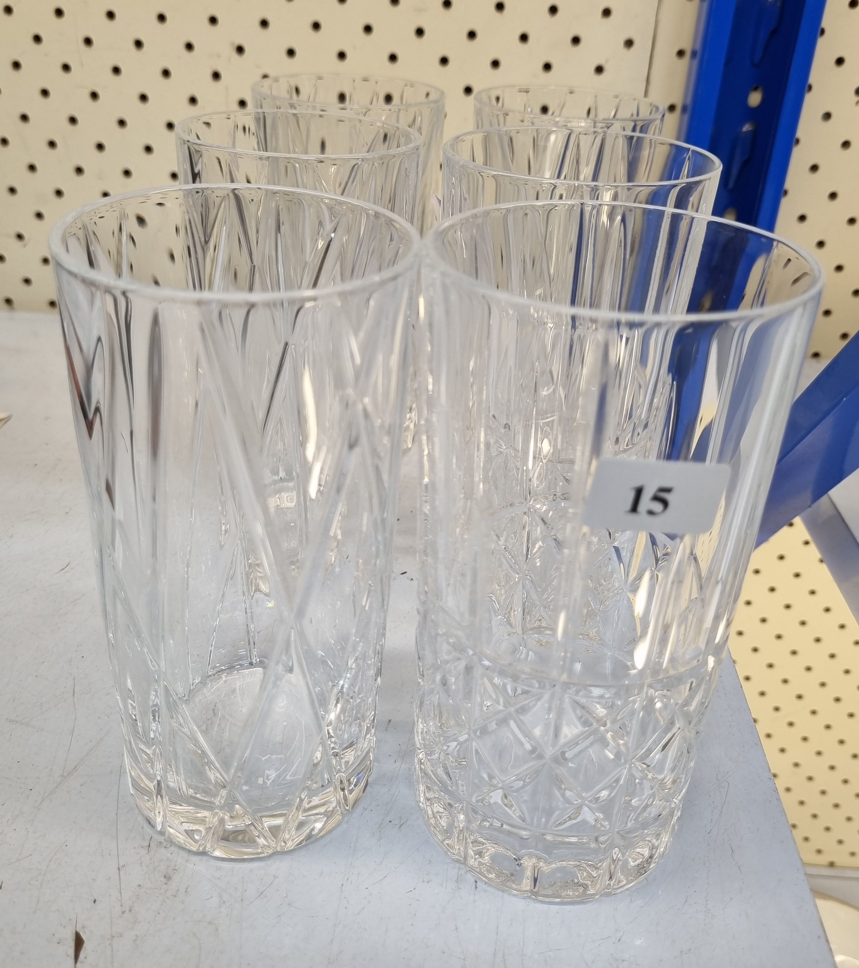 15 · SIX VARIOUS HI BALL GLASSES