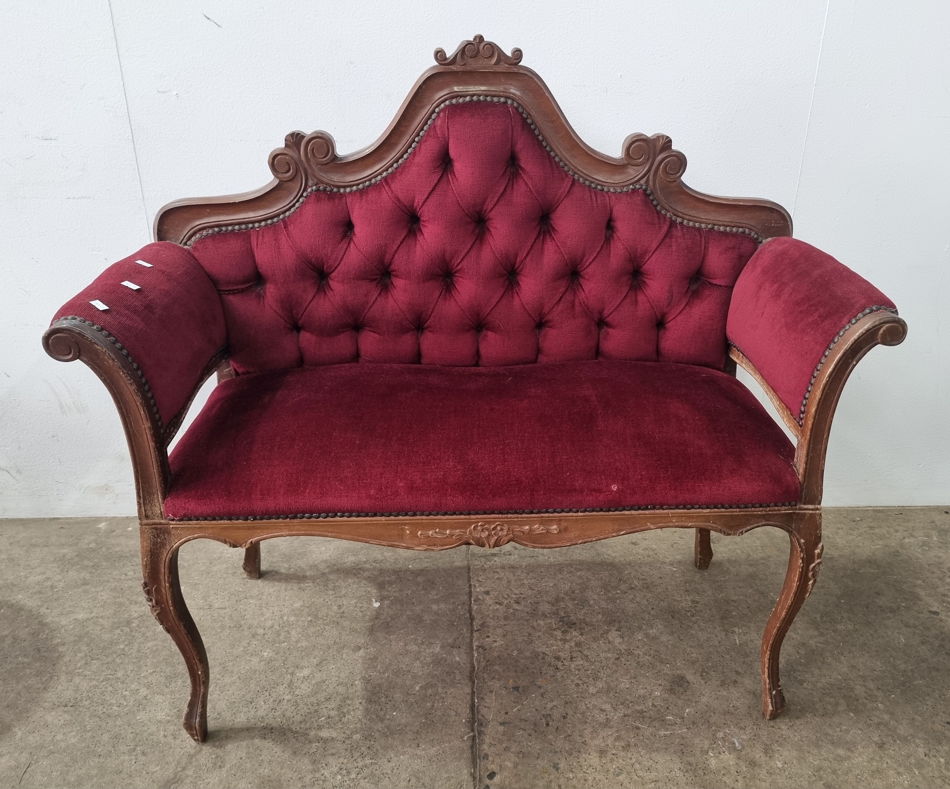 A MAROON SETTEE