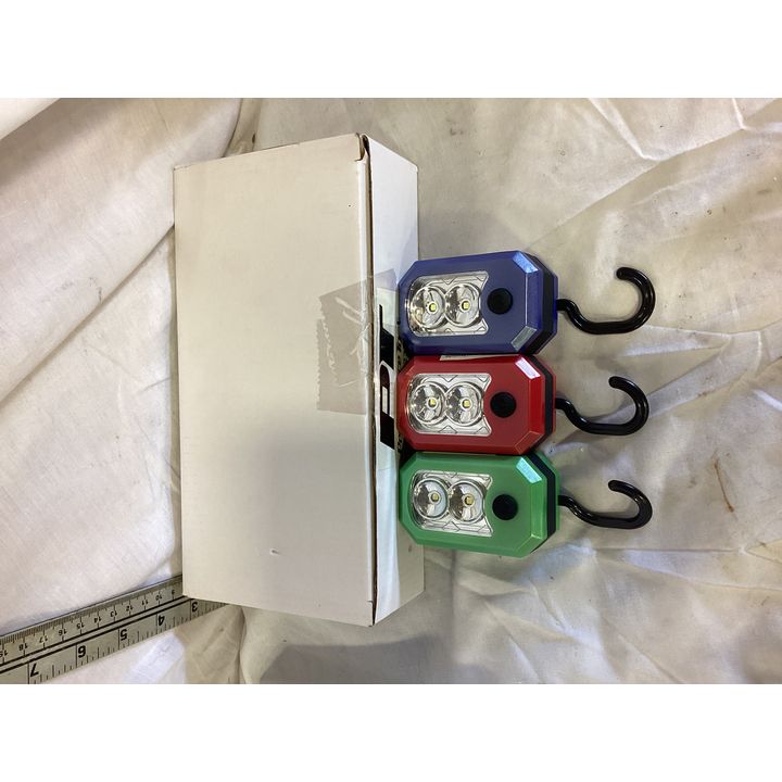 Buying (6) LED Mini Flash Lights w/ Hooks (2 Green, 2 Red, 2 Blue)