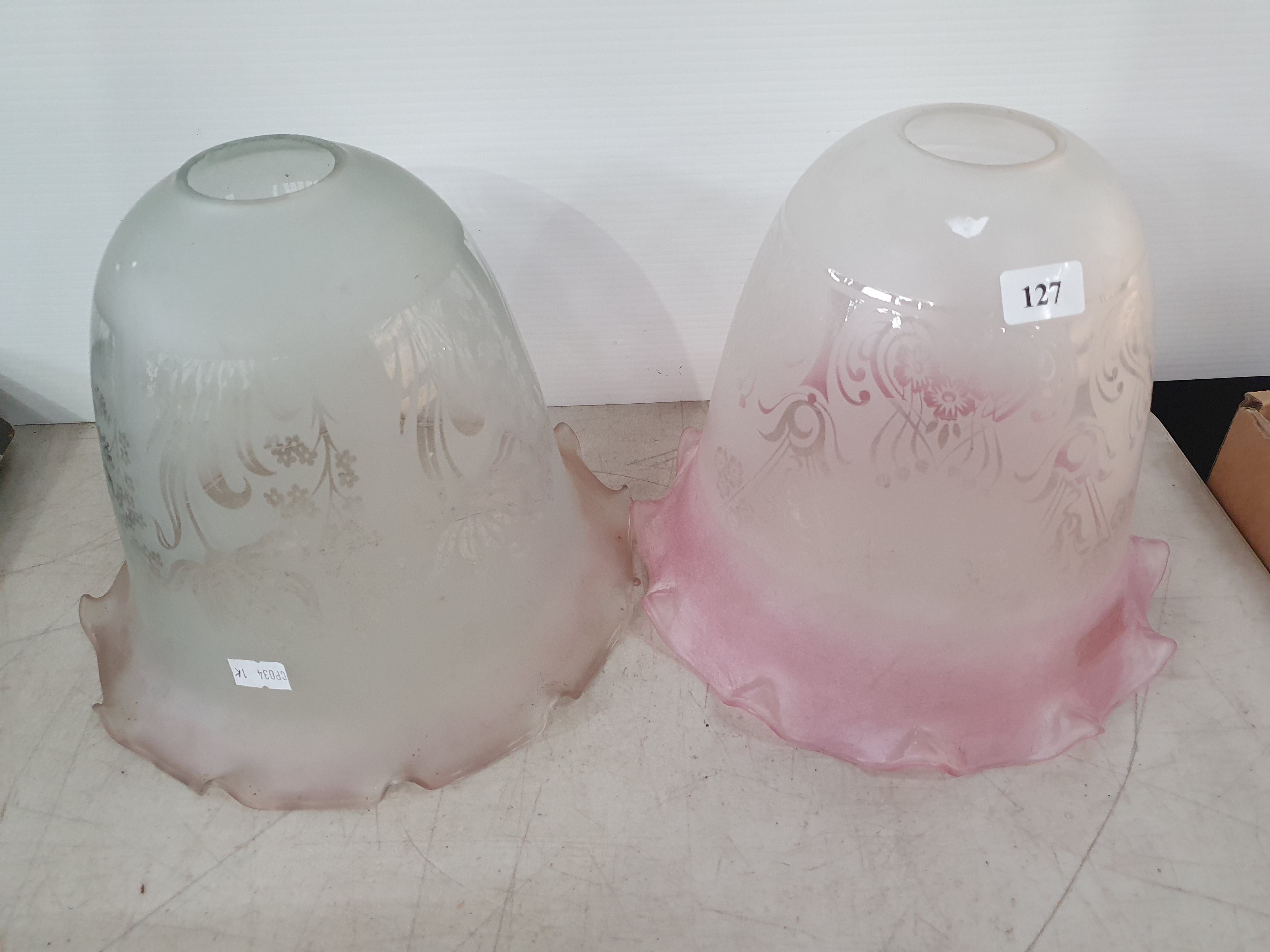 112 · TWO GLASS LIGHT SHADES