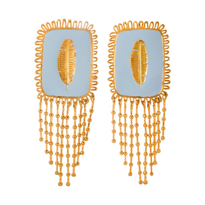 A bhu.statements pair of brass and enamel earrings