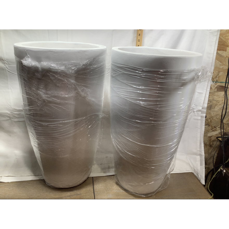 Pure White Ceramic Planters - 24" Tall, 13" Wide at Top