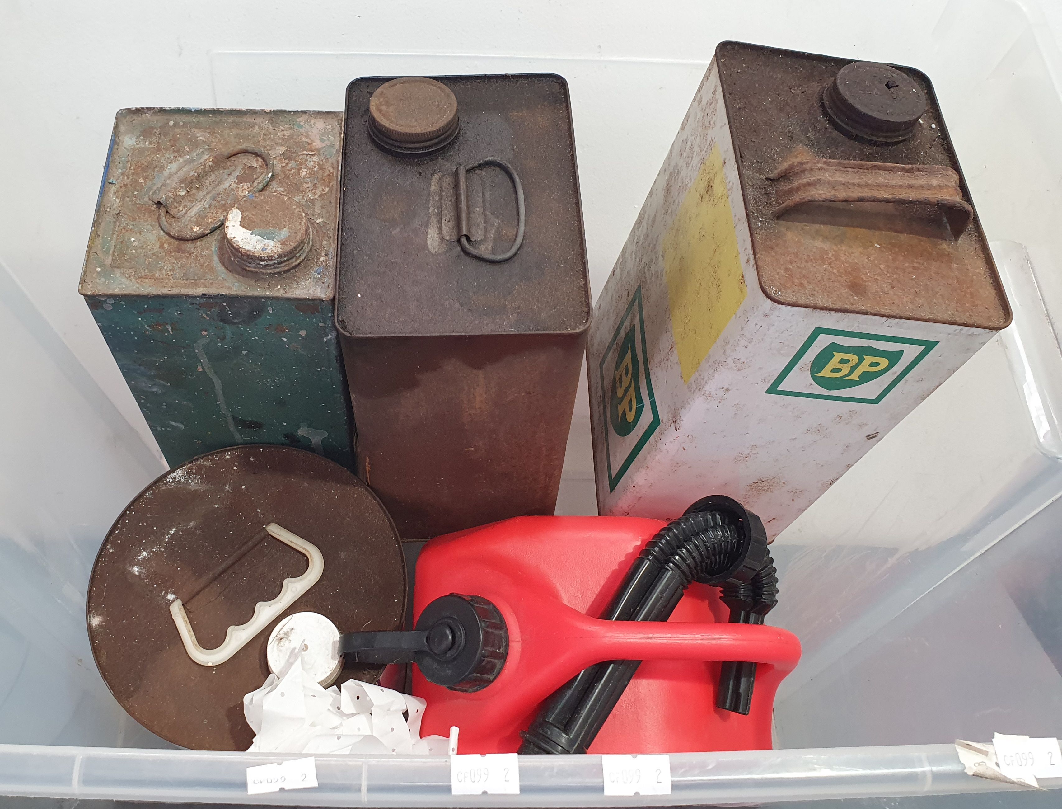 A Group Of Various Oil Cans