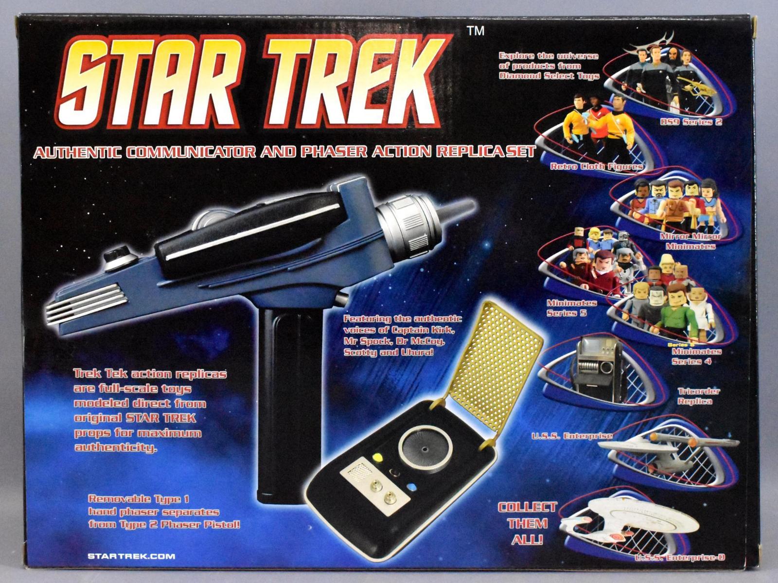 Diamond Select Toys Star Trek phaser pistol and communicator set in  original box