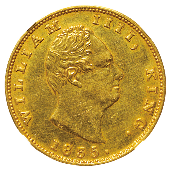 英領インド ウィリアム4世(1830-1837) 2モハール金貨 1835(c) リスト