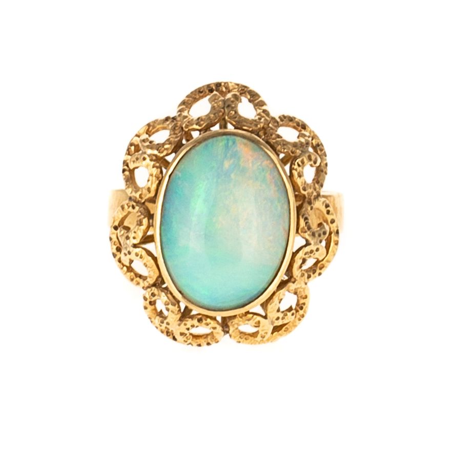 A Vintage Bezel Set Opal Ring in 14K