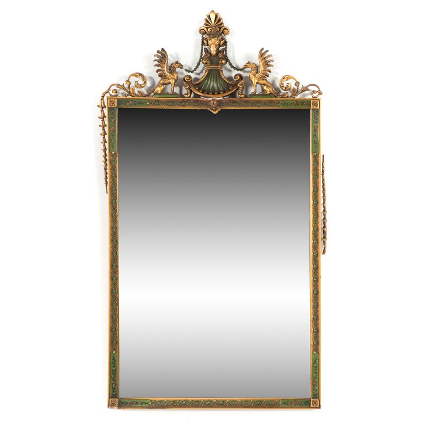 Painted and giltwood framed mirror