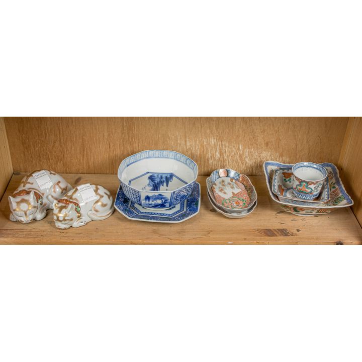 Shelf of Japanese porcelain articles