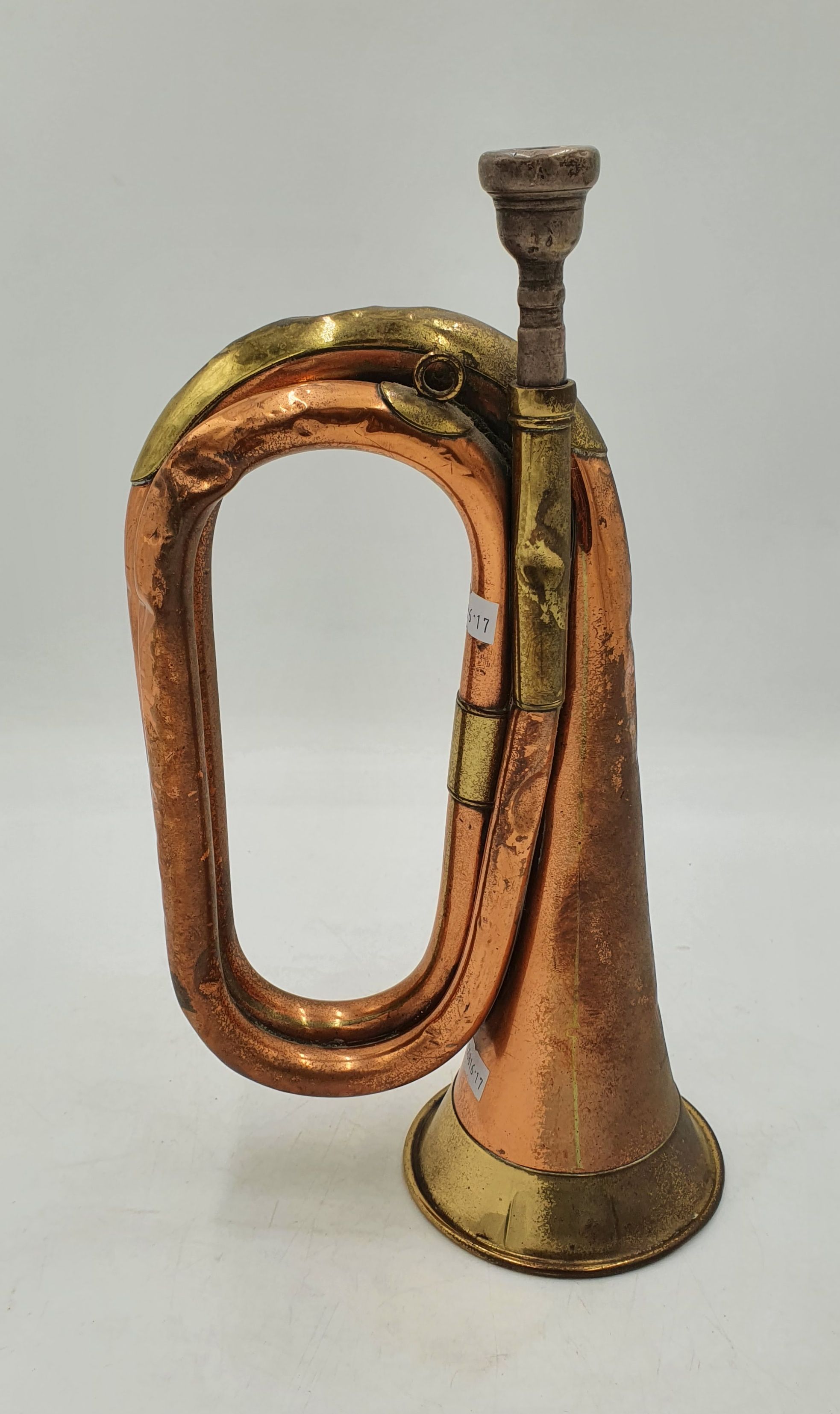 AN ENGLISH COPPER AND BRASS BUGLE