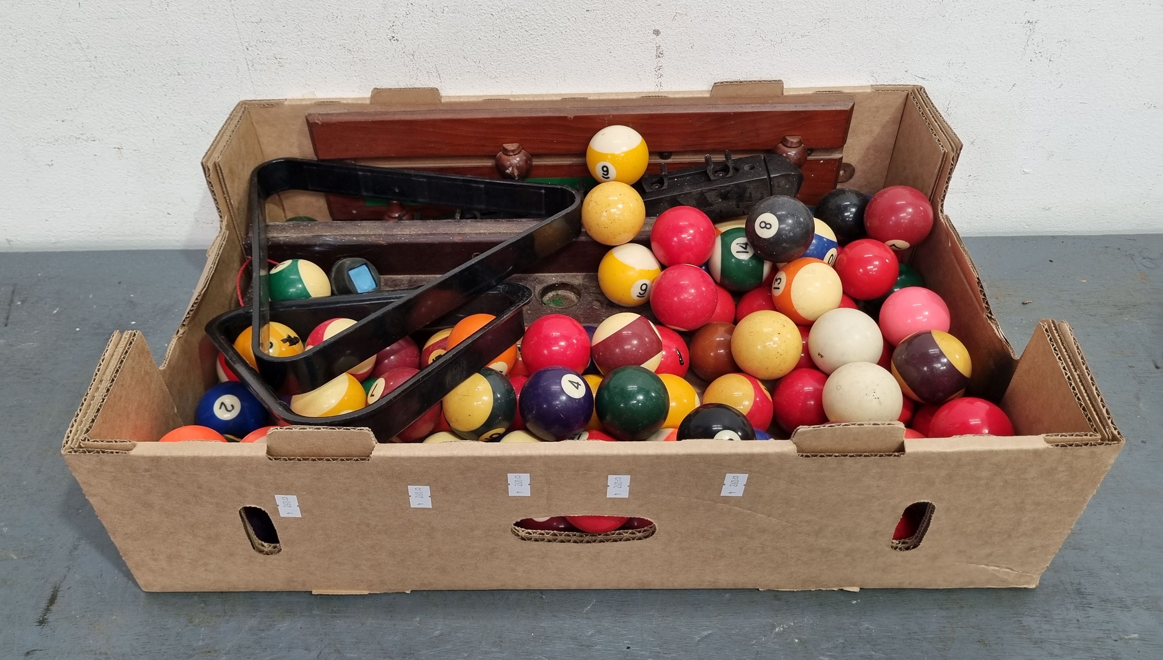 A Box Of Various Pool Items