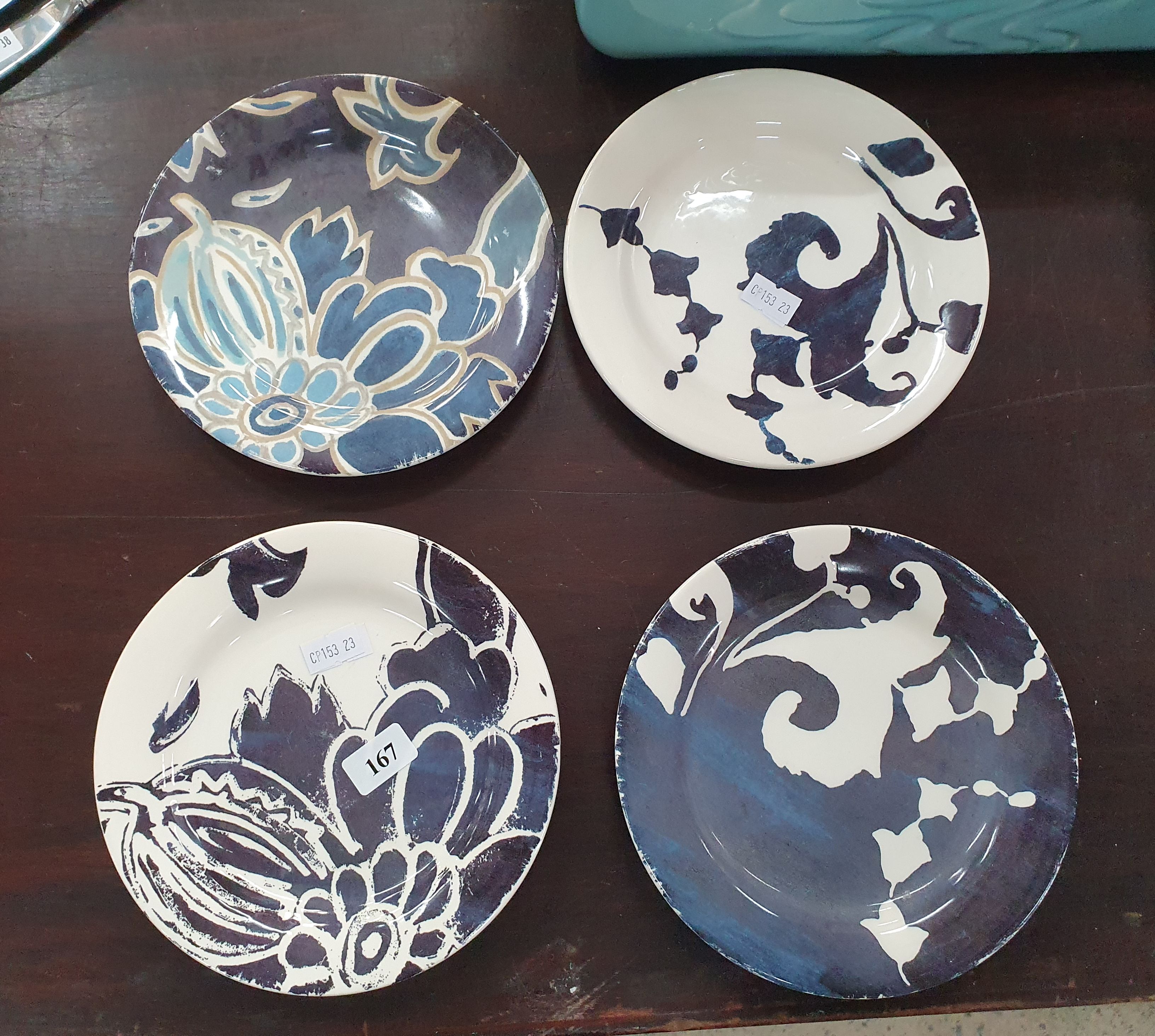 167 · A SET OF FOUR GIEN 'INDIGO' SIDE PLATES