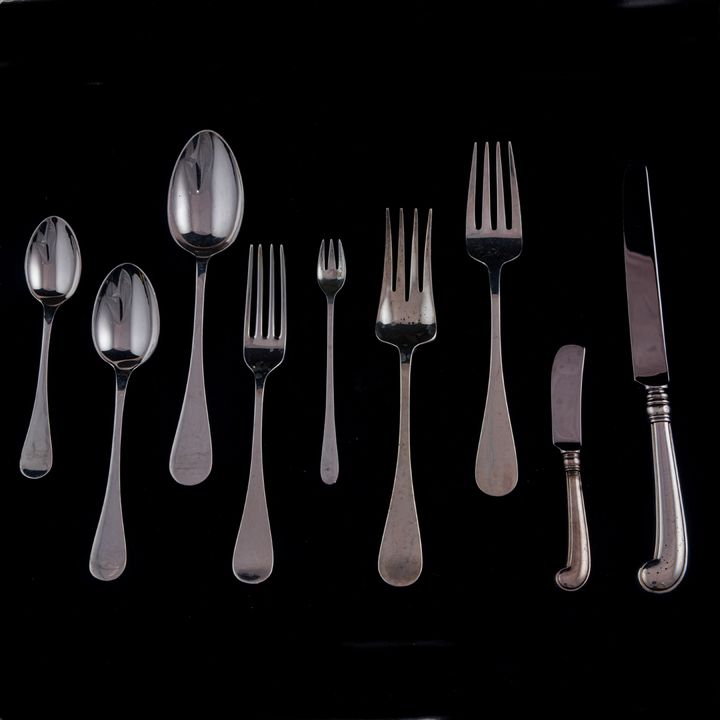 A (59 pc) Tiffany King William sterling flatware service