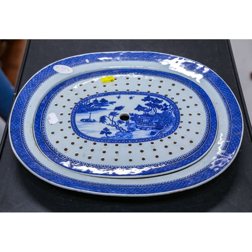 Chinese Export "Nanking" Roast Platter & Mazarin