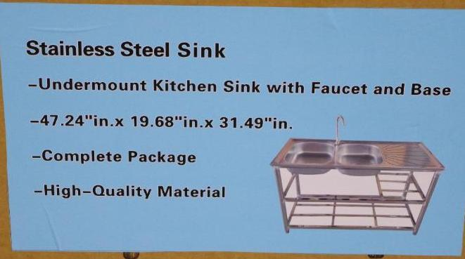 Undermount Stainless Steel Sink w/ Faucet & Base, Unused | Bid Venues