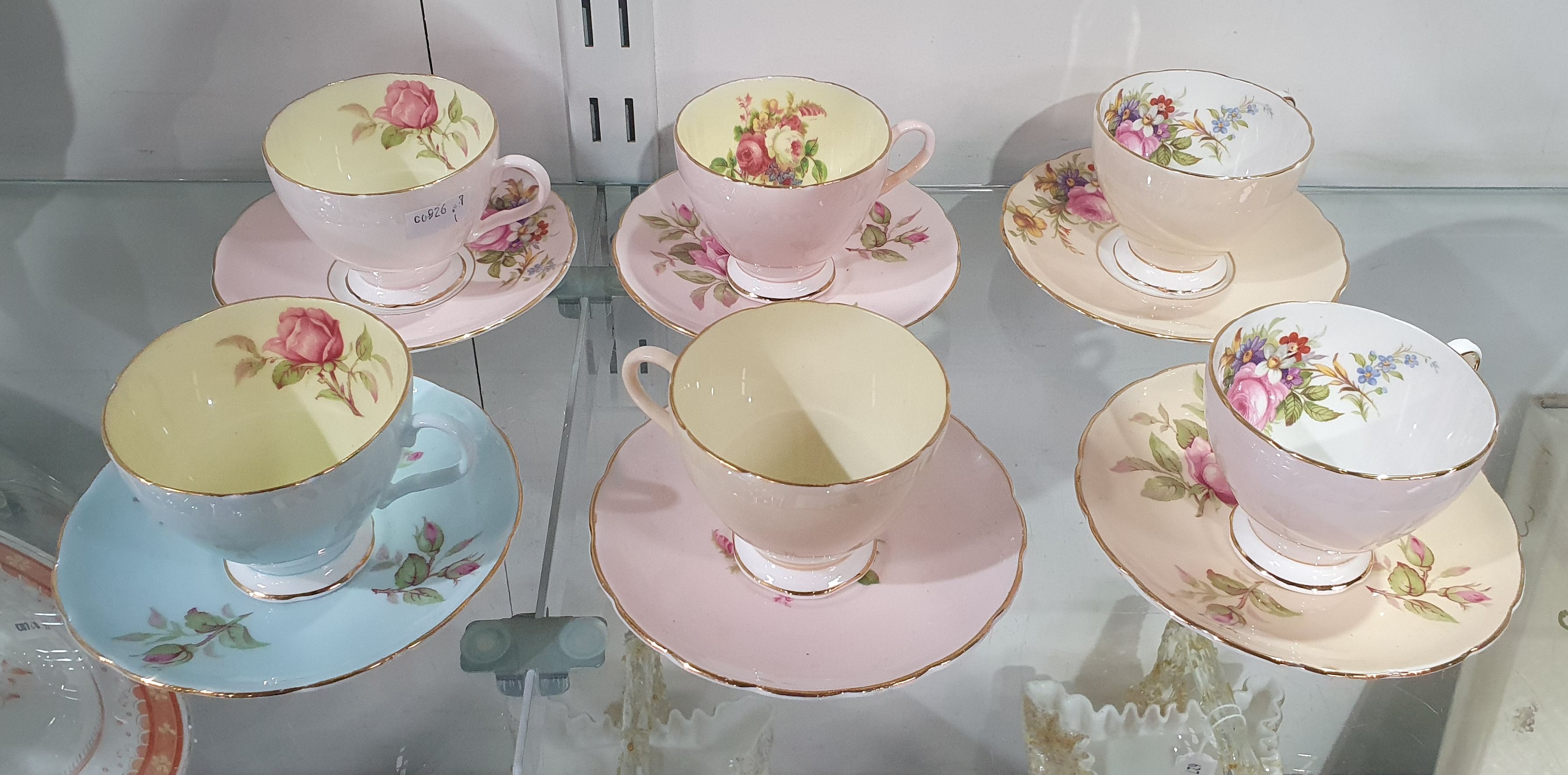 637 · SIX FOLEY BONE CHINA COFFEE CUPS AND SAUCERS