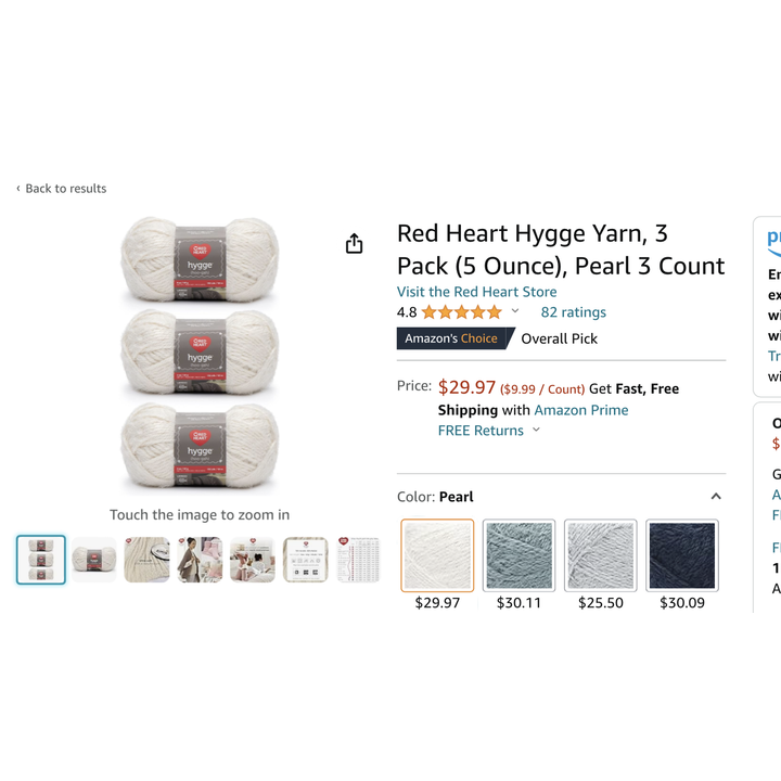 Red Heart Hygge Yarn 3pk Pearl