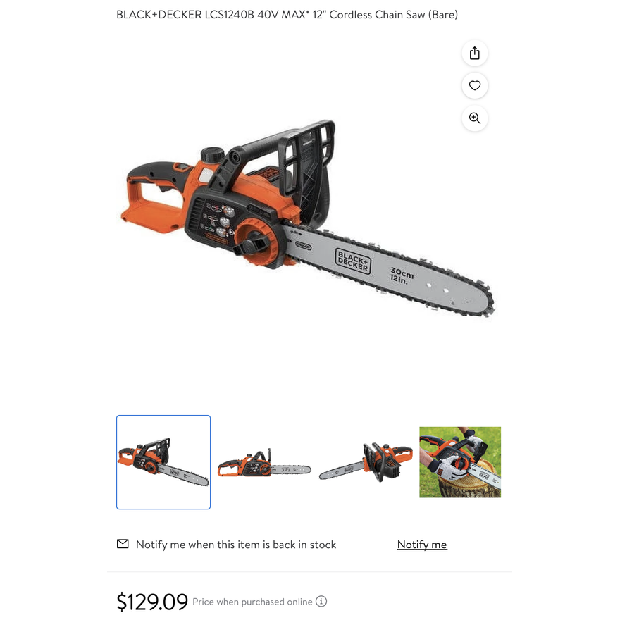 Black+Decker 40V Max Cordless Chain Saw (Bare)