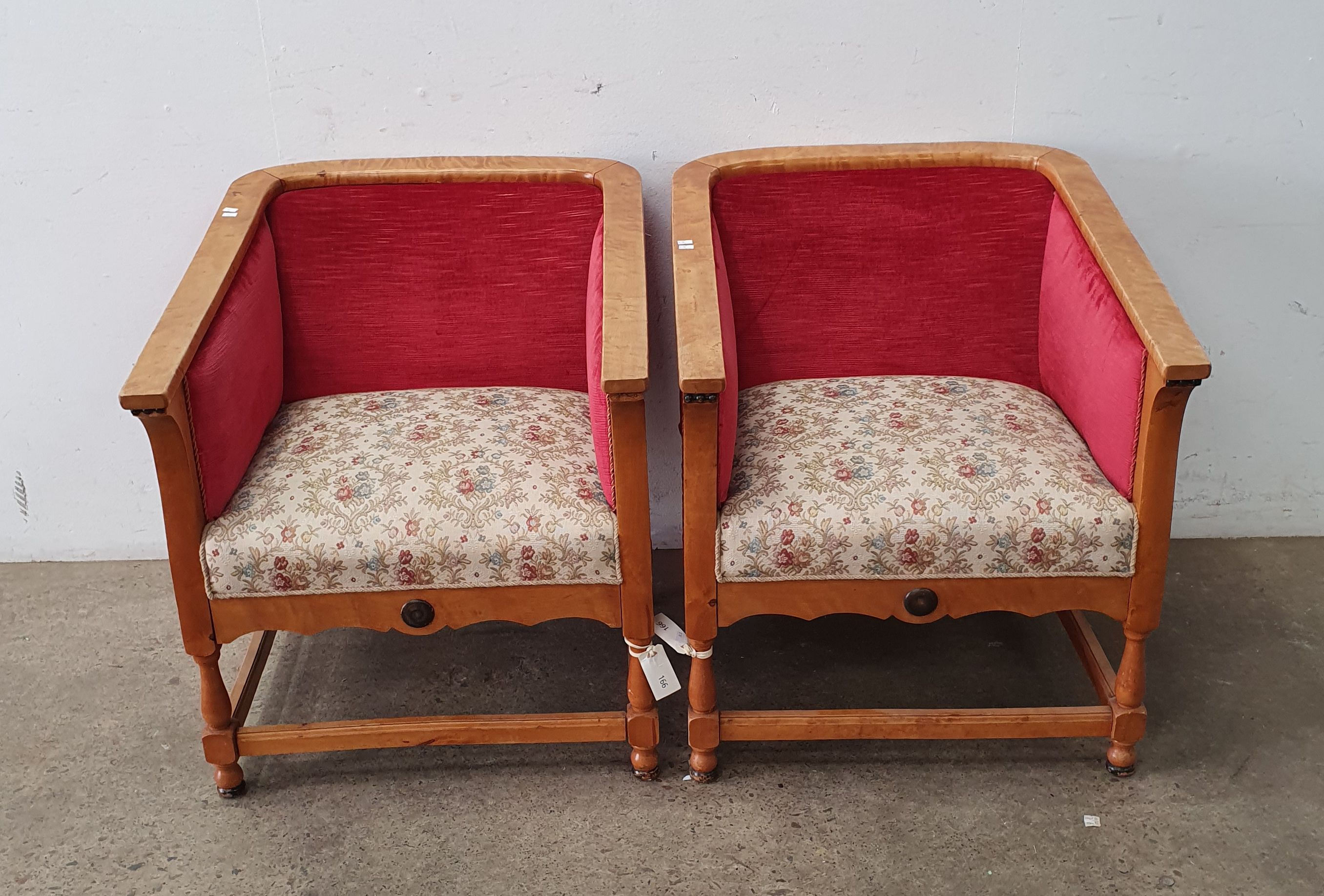 A Pair Of Blondewood Armchairs