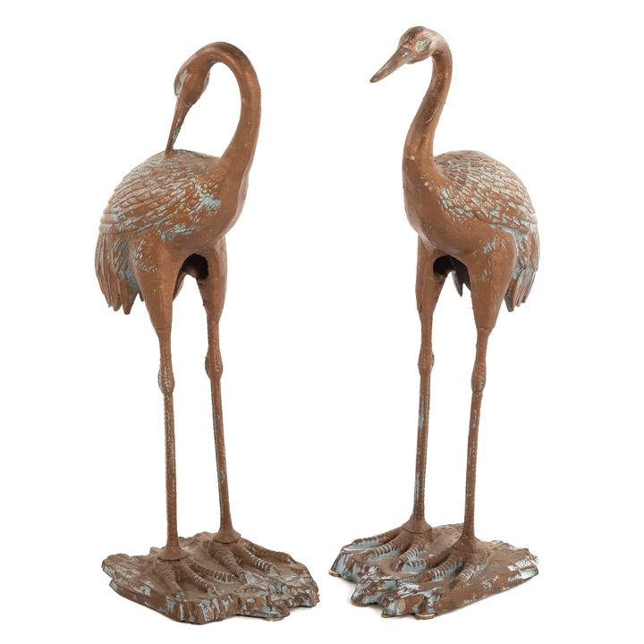 A Pair of Bronze Cranes
