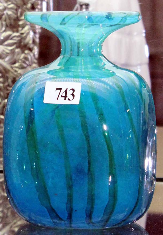 an australian art glass modern blue and aqua vase 1 12hozj