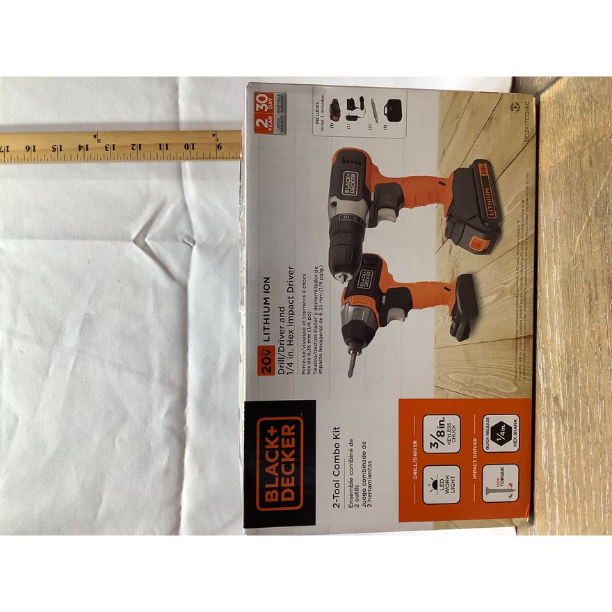 Black+Decker 2 Tool Combo Kit Drill/Driver and 1/4" Hex Impact Driver