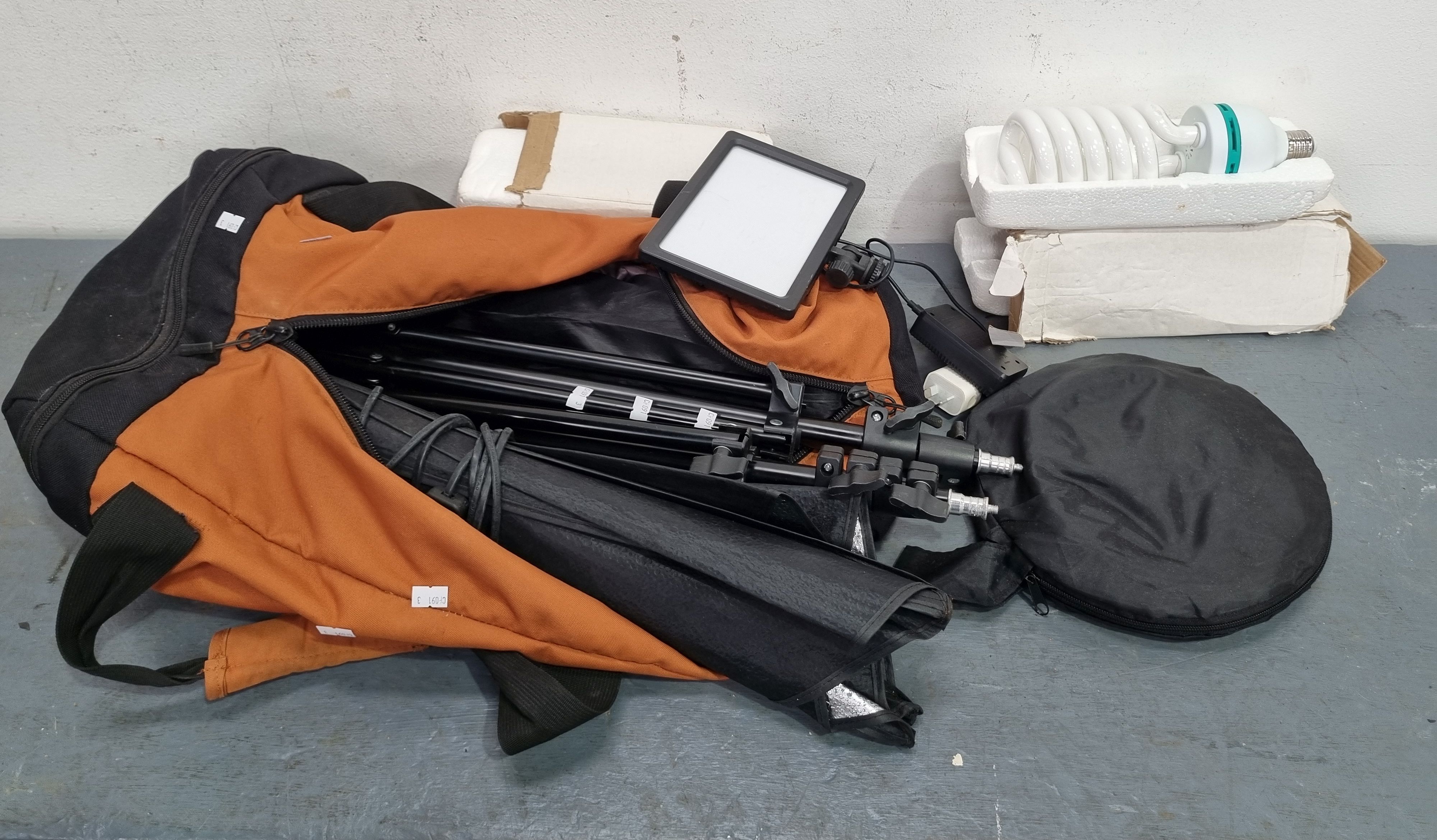 A Group Of Camera Lighting Gear